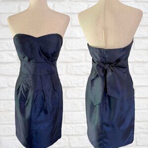 Jenny Yoo Bridesmaid Dress Strapless Sweetheart Neckline Navy Blue Size 6 Bow